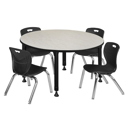 Regency Tables > Height Adjustable > Round Table & Chair Sets, 48 W, 48 L, 23-34 H, Maple TB48RNDPLAPBK45BK